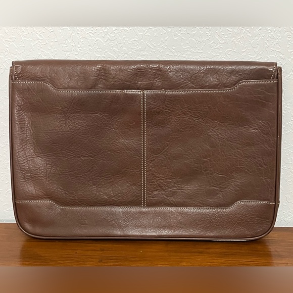 COLE HAAN Dark Brown Genuine Leather Front Flap Underarm Portfolio Briefcase - Picture 10 of 16